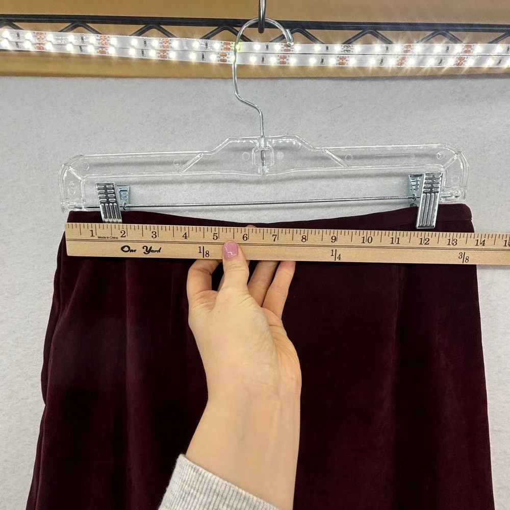 Burgundy Faux Suede Straight Midi Skirt Size‎ 10P Indie Retro Back slit